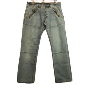 RIFLE MENS LIGHTWASH JEANS• ZIPPER POCKETS • SLIGHTLY DISTRESSED • sz 38